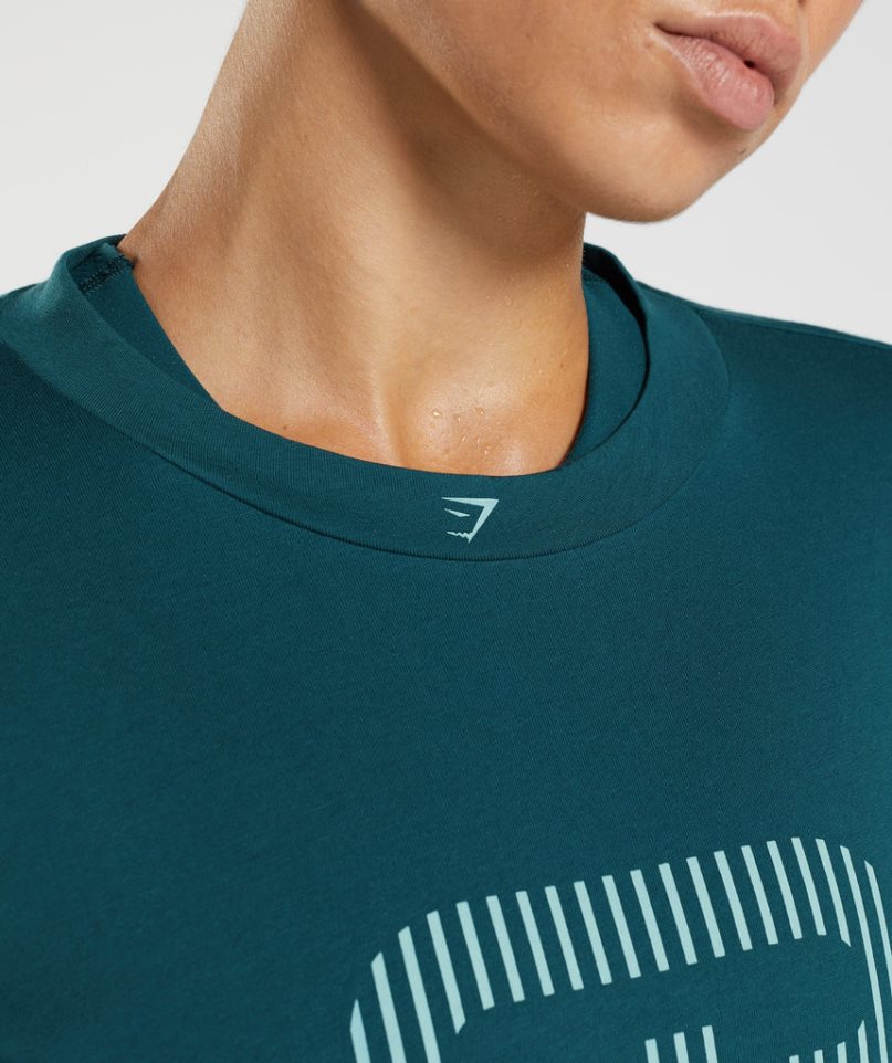 Women's Gymshark 315 Midi T-Shirts Turquoise | NZ 2DQAUE